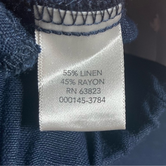 CJ Banks Navy Linen Blend Pull on Drawstring Capris Sz 1x NWT - Picture 9 of 9